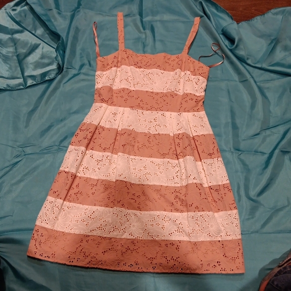 LOFT Brown and Cream  Sleeveless Sundress Size 4 Semi New - Picture 1 of 5